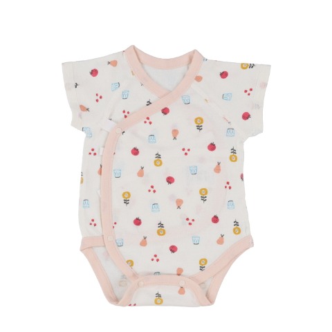 新生児　2枚組半袖打ち合わせロンパス　（50～60・60～70cm）