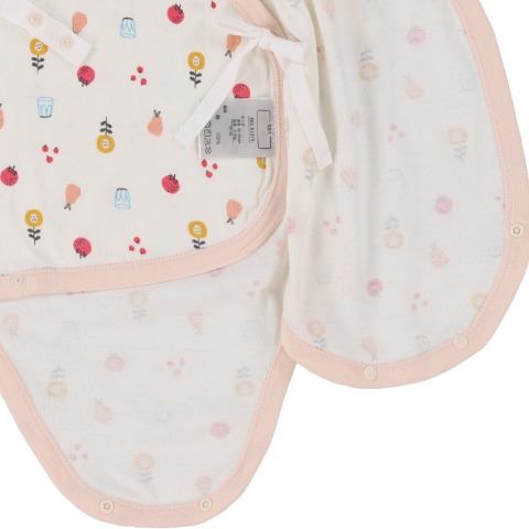 新生児　2枚組半袖打ち合わせロンパス　（50～60・60～70cm）