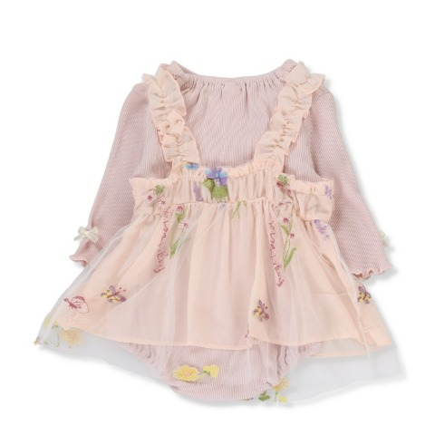 ベビー　長袖ロンパス+ビスチェ（70・80cm・Cottoli）