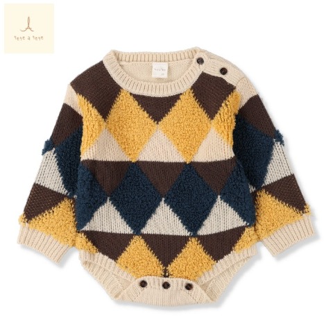 ベビー　長袖ロンパス（70・80cm・tete a tete）