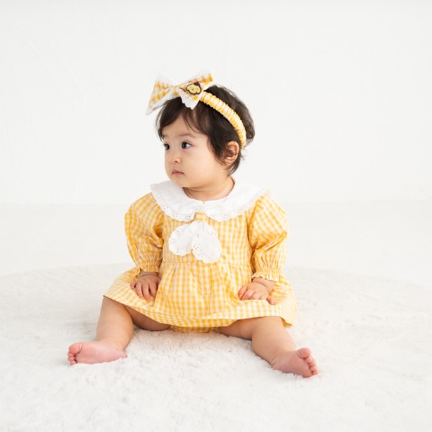 ベビー　シャツロンパス（70・80cm・ポムポムプリン）