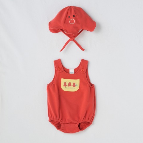 ベビー　ロンパス+帽子（70・80cm・HugChumFriends）