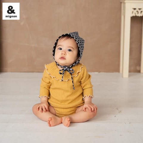 ベビー　ロンパス+帽子（70・80cm・&mignon）