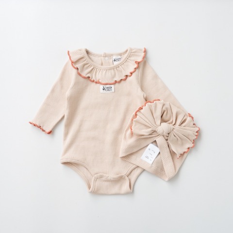 ベビー　ロンパス+ターバン（70・80cm・Nooncoco）