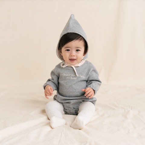 ベビー　ロンパス+ボンネット（70・80cm・Nooncoco）