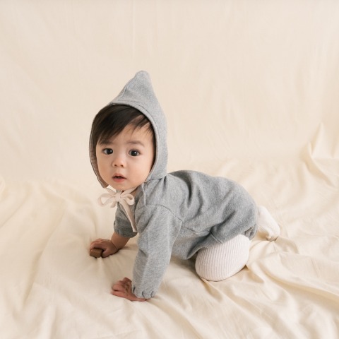 ベビー　ロンパス+ボンネット（70・80cm・Nooncoco）