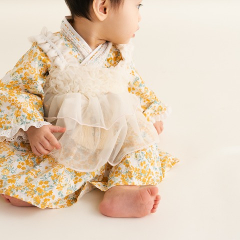 ベビー　エプロン付袴ロンパス（70・80cm・Cottoli）