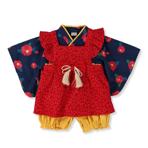 ベビー　エプロン付袴ロンパス（70・80cm・futafuta）