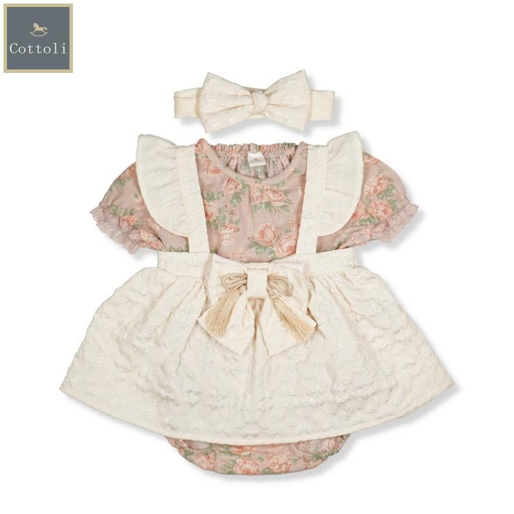ベビー ロンパス+スカート+ヘアバンド（70・80cm・Cottoli
