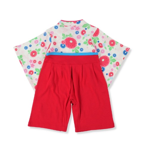 ベビー　ダリア柄はかまオール