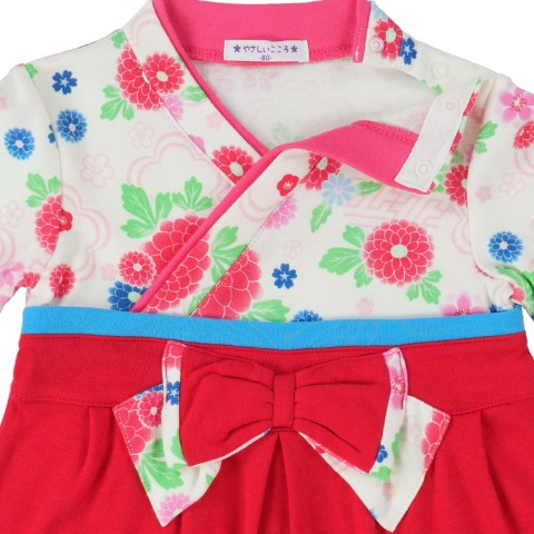 ベビー　ダリア柄はかまオール