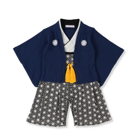 ベビー　麻の葉羽織はかまオール