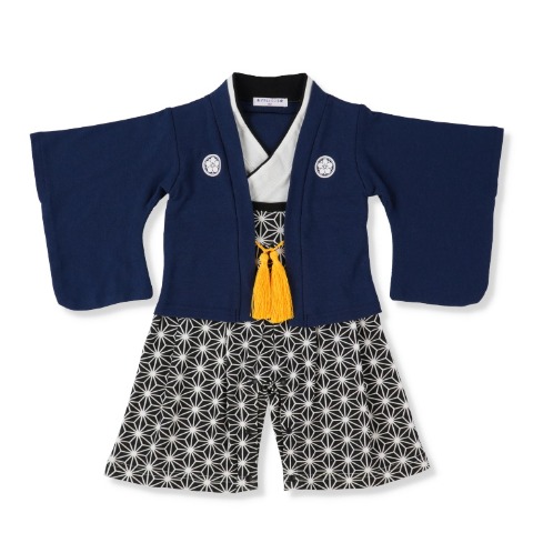 ベビー　麻の葉羽織はかまオール