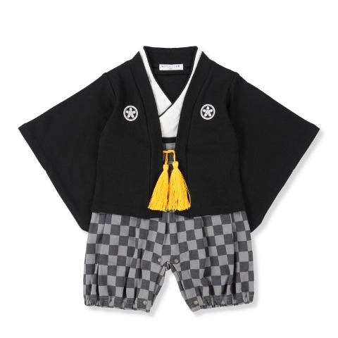 ベビー　市松羽織はかまオール
