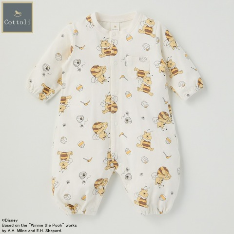 新生児　長袖カバーオール（60～70・70～80cm・Cottoli/Disney）