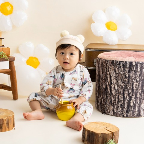 新生児　長袖カバーオール（60～70・70～80cm・Cottoli/Disney）