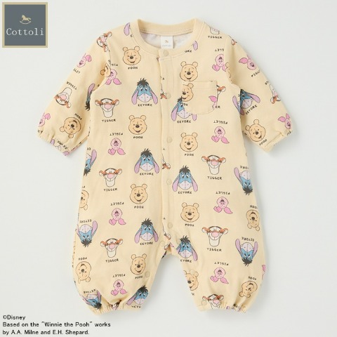 新生児　長袖カバーオール（60～70・70～80cm・Cottoli/Disney）