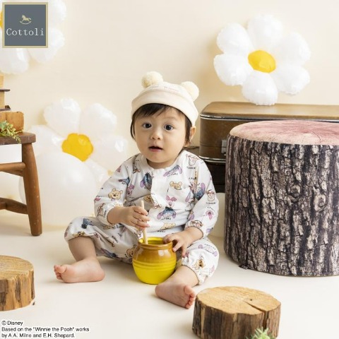 新生児　長袖カバーオール（60～70・70～80cm・Cottoli/Disney）