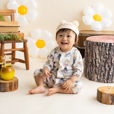 新生児　長袖カバーオール（60～70・70～80cm・Cottoli/Disney）