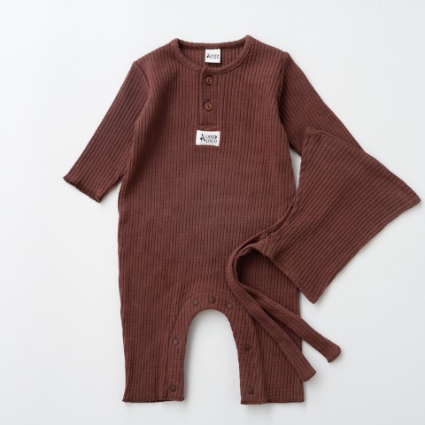 ベビー　カバーオール+ボンネット（70・80cm・Nooncoco）