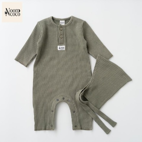 ベビー　カバーオール+ボンネット（70・80cm・Nooncoco）