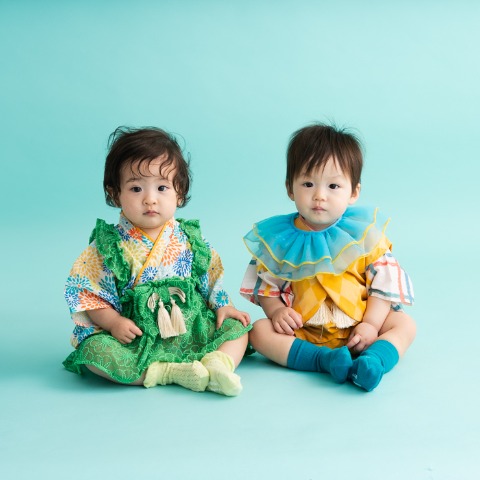 ベビー　ベスト+衿+袴カバーオール（70・80cm・futafuta）