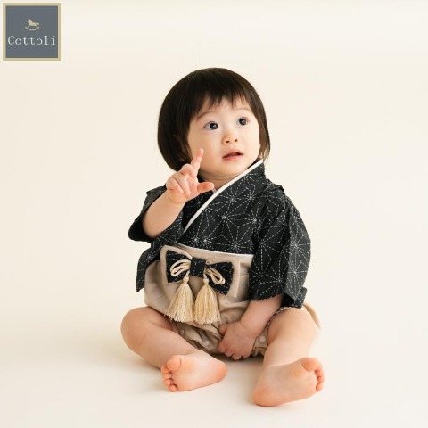 ベビー　エプロン付袴カバーオール（70・80cm・Cottoli）