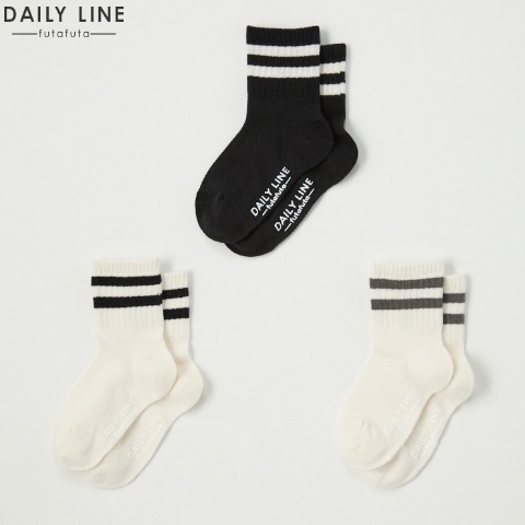 キッズ　３足組クルーソックス（13～18cm　DAILY　LINE）