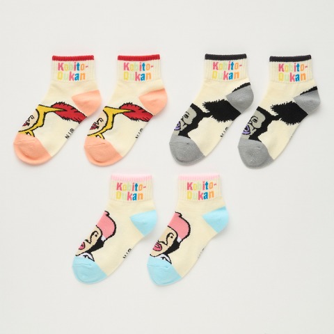 キッズ　3足組クルーソックス（15～20cm・ホトケアカバネ、アラシクロバネ、シボリオオチチ）