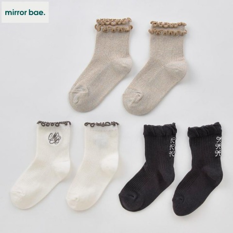 キッズ　３足組クルーソックス（15～20cm　mirror bae.）