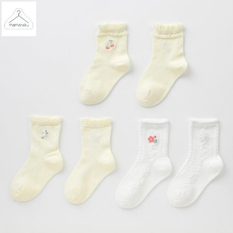 キッズ　3足組クルーソックス（15～20cm　mamaraku）