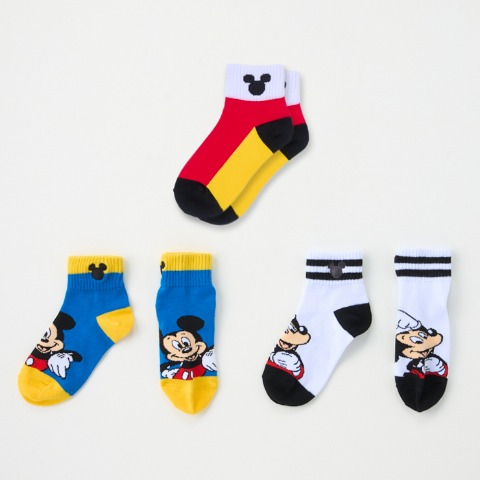 キッズ　3足組クルーソックス（15～20cm・Disney）