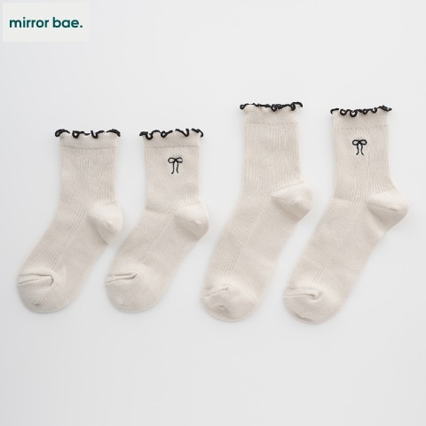 親子２足組クルーソックス（15～20・23～25cm　mirror bae.）