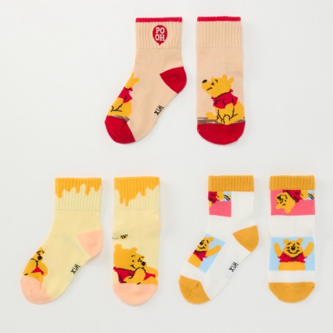 キッズ　3足組クルーソックス(13～18cm・Disney)