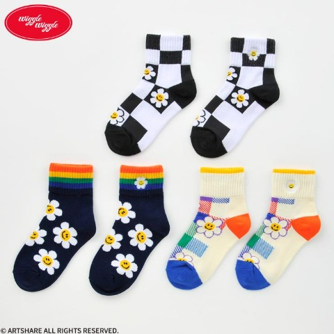 キッズ　3足組クルーソックス(15～20cm・wiggle wiggle）