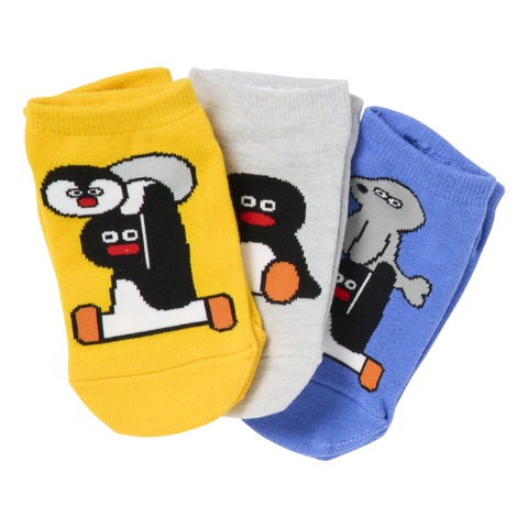 キッズ　3足組スニーカーインソックス（15~20cm　PINGU×松本セイジ）