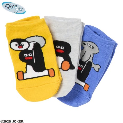 キッズ　3足組スニーカーインソックス（15~20cm　PINGU×松本セイジ）