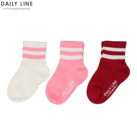 キッズ　３足組クルーソックス（13～18cm　DAILY LINE） ホワイト 211