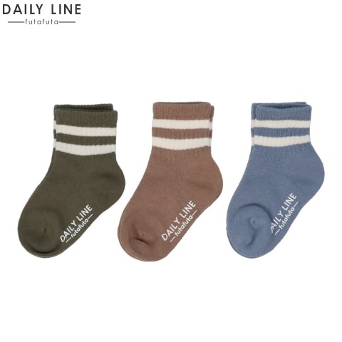キッズ　３足組クルーソックス（13～18cm　DAILY LINE） ミントグリーン 305