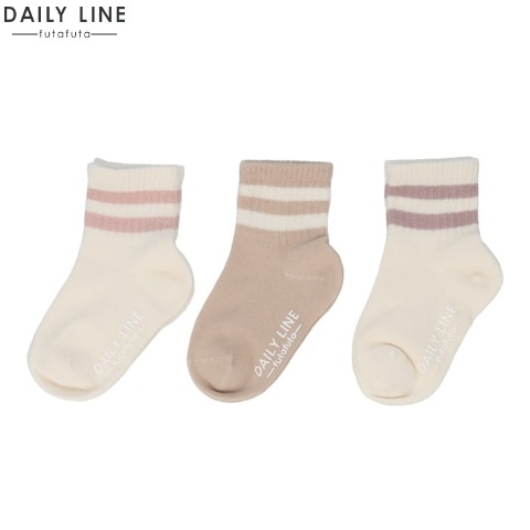 キッズ　３足組クルーソックス（13～18cm　DAILY LINE） オフホワイト 311