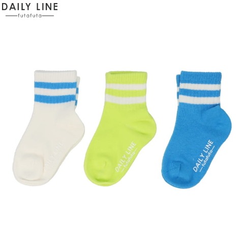 キッズ　３足組クルーソックス（15～20cm　DAILY LINE） ターコイズ 106