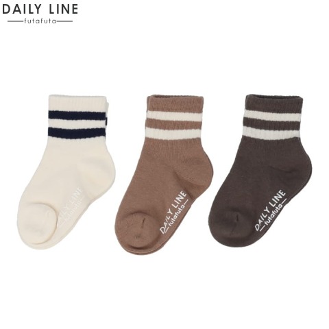 キッズ　３足組クルーソックス（15～20cm　DAILY LINE） ダークグレー 112