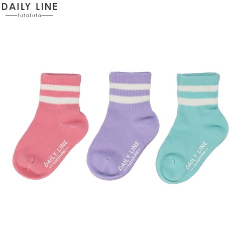 ジュニア　３足組クルーソックス（19～24cm　DAILY LINE）