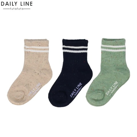 キッズ　３足組クルーソックス（13～18cm　DAILY LINE）