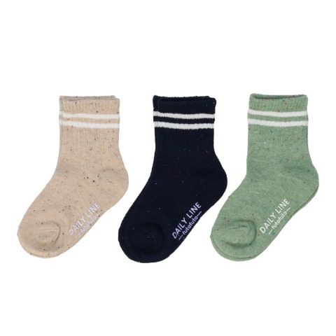 キッズ　３足組クルーソックス（15～20cm　DAILY LINE）