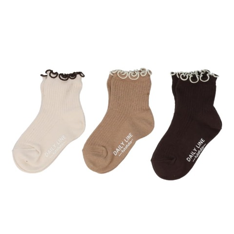 キッズ　３足組クルーソックス（13～18cm　DAILY LINE）