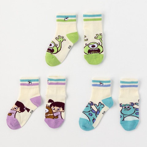 キッズ　3足組クルーソックス(15～20cm・Disney/Pixar）