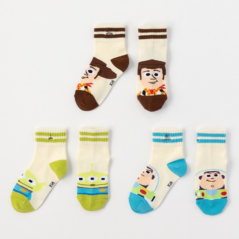 キッズ　3足組クルーソックス(15～20cm・Disney/Pixar）