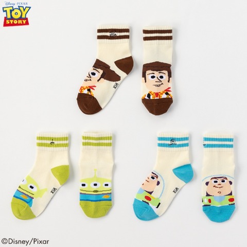 キッズ　3足組クルーソックス(15～20cm・Disney/Pixar）