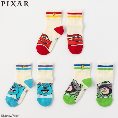 キッズ　3足組クルーソックス(15～20cm・Disney/Pixar）
